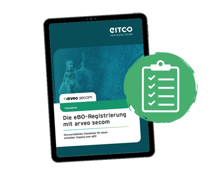 Checkliste - eBO Registrierung arveo secom Mockup